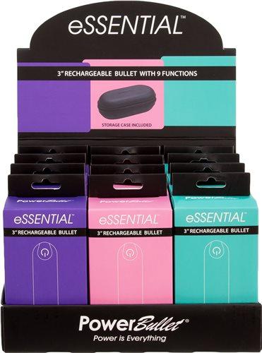 Power Bullet Essential 3 inches Rechargeable Bullets Vibrator Display 12 Count