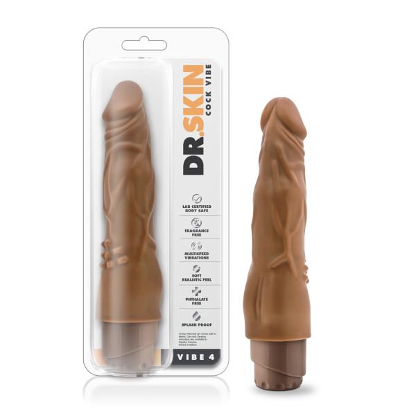 Dr Skin Cock Vibe #4 Mocha Brown Vibrating Dildo - Image 3