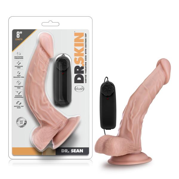 Dr. Skin Dr. Sean 8 inches Vibrating Cock Suction Cup Beige - Image 3