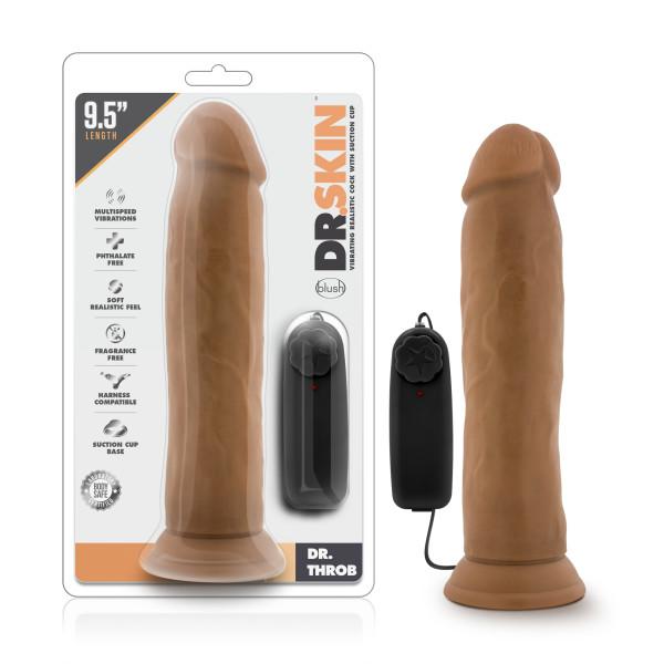 Dr. Throb 9.5 inches Vibrating Cock, Suction Cup Tan - Image 3