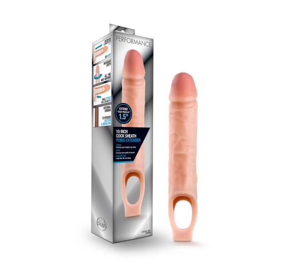 Performance 10 inches Cock Sheath Penis Extender Beige - Image 3