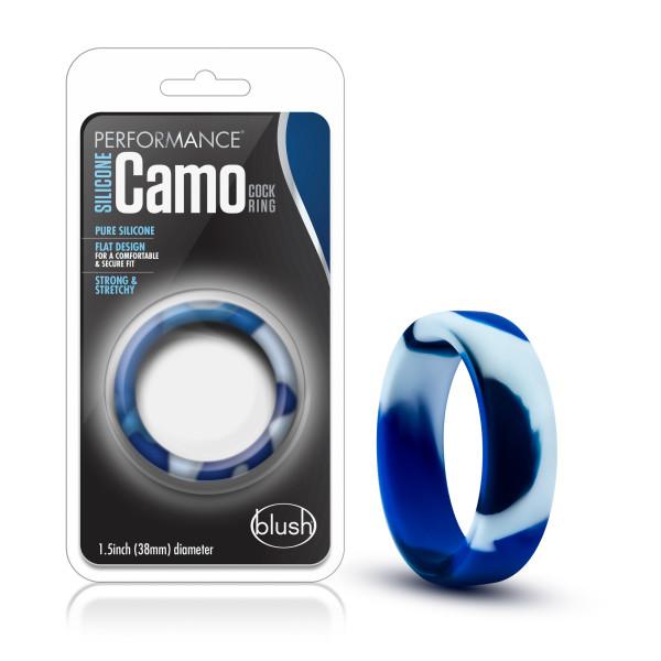 Performance Silicone Camo Cock Ring Blue Camoflauge - Image 4