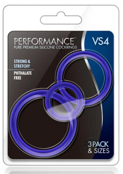 Performance VS4 Pure Premium Silicone Cockring Set Indigo - Image 3