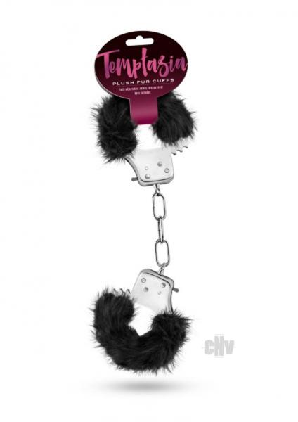 Temptasia Plush Fur Cuffs Black Handcuffs - Image 3