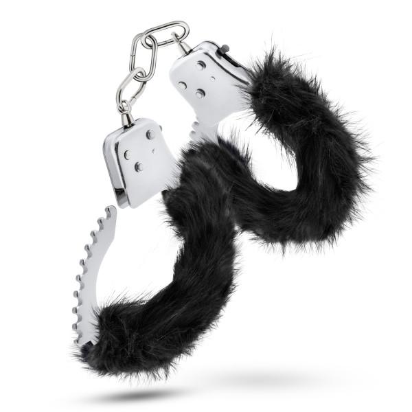Temptasia Plush Fur Cuffs Black Handcuffs - Image 4