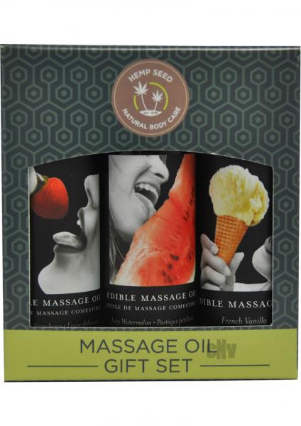 Earthly Body Edible Massage Oil Gift Set 3 Flavors