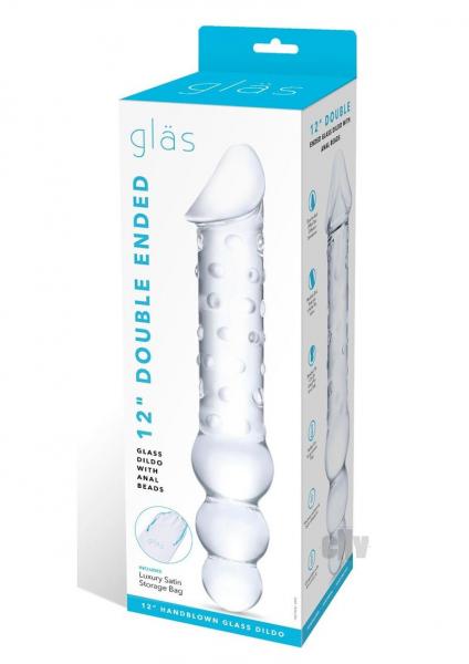 Dbl End Dildo W/anal Beads 12 Clear