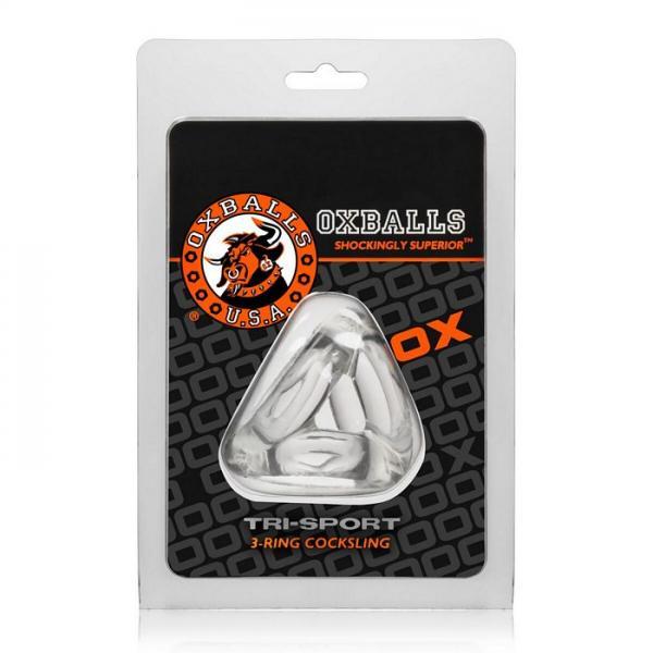 Oxballs Atomic Jock Tri-Sport 3 Ring Sling Cockring Clear - Image 3