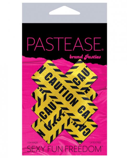 Pastease Caution Cross X Black Yellow Pasties O/S - Image 2