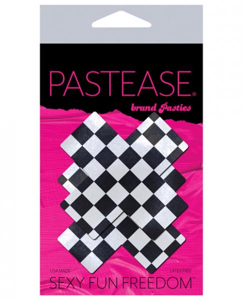 Pastease Checker Cross X Black White Pasties O/S - Image 2