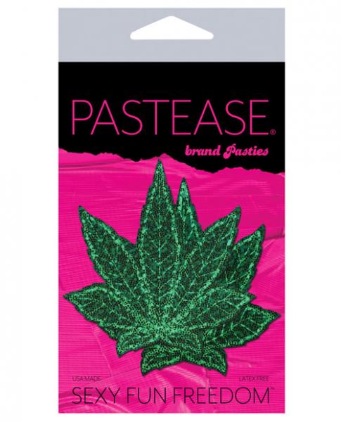 Pastease Glitter Marijuana Leaf Green Pasties O/S - Image 2