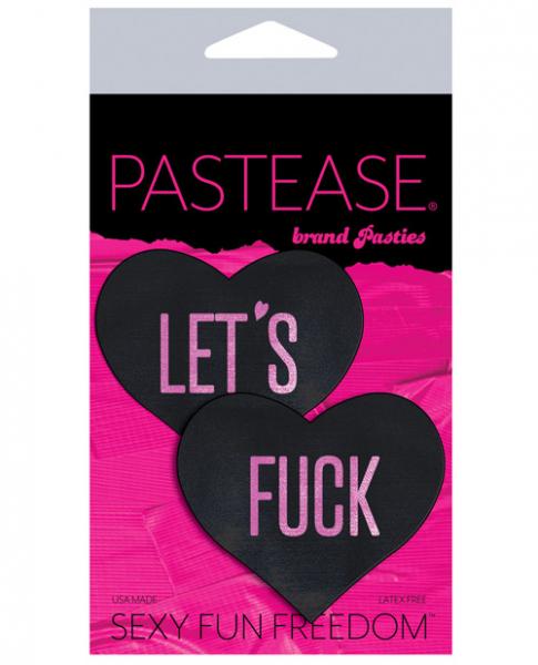 Pastease Let's F*ck Hearts Black O/S Pasties - Image 2