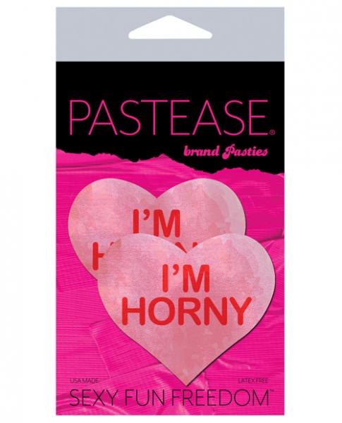 Pastease I'm Horny Heart Pasties Pink Red O/S - Image 2