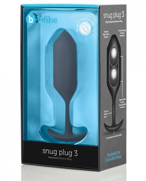 B-Vibe Snug Plug 3 Weighted 6.34 ounces Black - Image 3