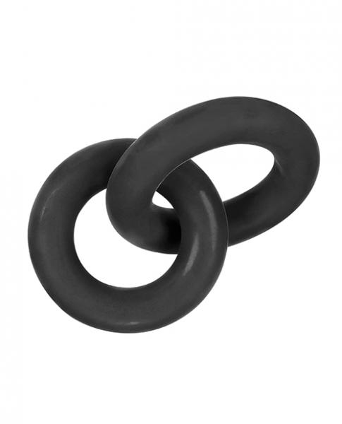 Hunkyjunk Duo Linked Cock & Ball Rings Tar Black - Image 3