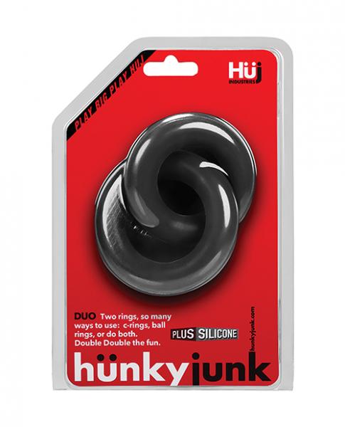 Hunkyjunk Duo Linked Cock & Ball Rings Tar Black - Image 4