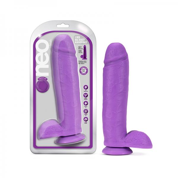 Neo Dual Density Dildo 11 In. Neon Purple