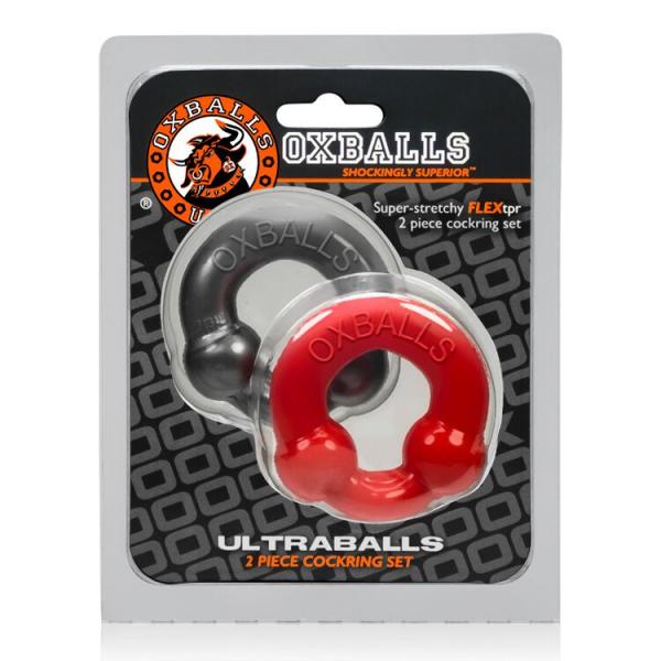 Oxballs Ultraballs Cock Ring Silver & Red Set - Image 4
