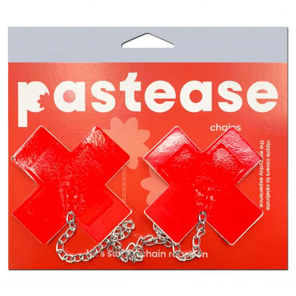 Pastease Faux Latex Red Plus X W/ Chunky Silver Chain - Image 2