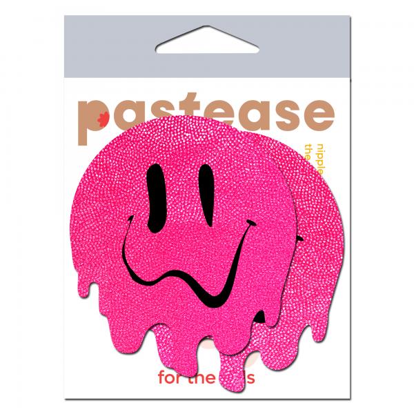 Pastease Melty Smiley Face Neon Pink Pasties - Image 2