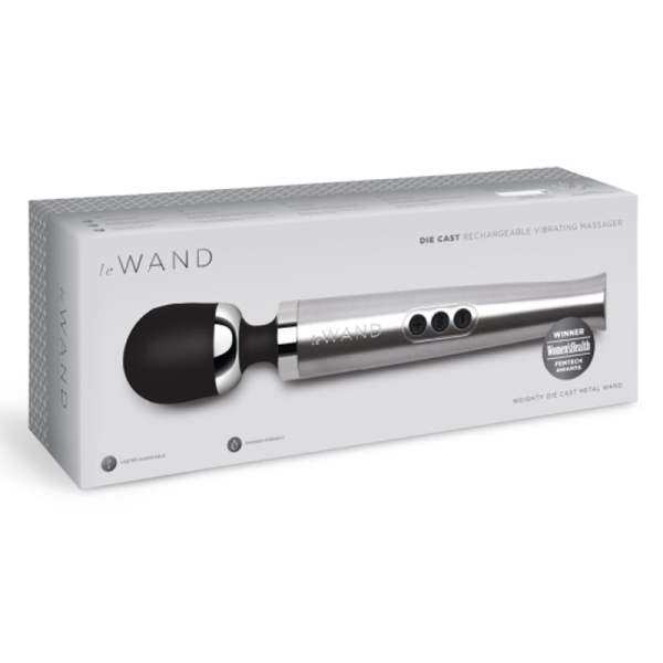 Die Cast Rechargeable Vibrating Massager - Silver - Image 2
