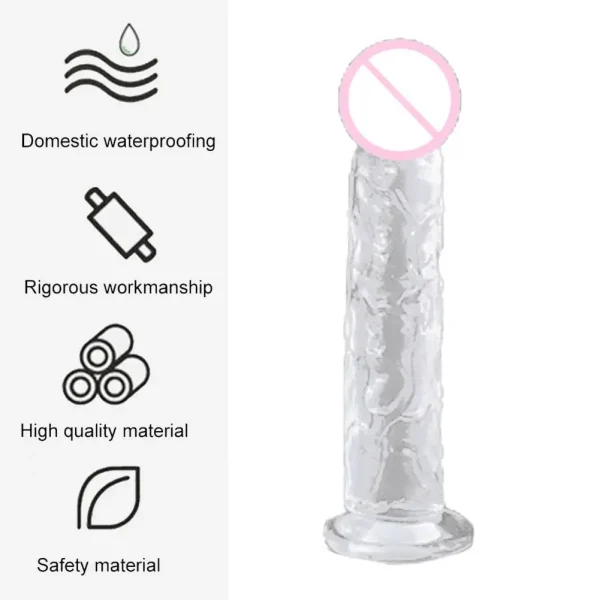 Transparent Dildo for Women Female G Spot Massage Soft Rubber Dildo for Female G-spot Stimulation for Solo or Couple Play Adult - Image 2