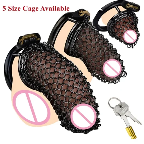 5 Size Cage Available Metal Chastity Cage for Male Mesh Restraint Cock Ring Lock BDSM Penis Device Adults Sex Toys Секс Игрушки