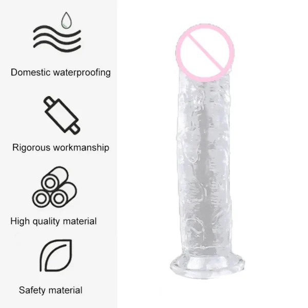 Transparent Dildo for Women Female G Spot Massage Soft Rubber Dildo for Female G-spot Stimulation for Solo or Couple Play Adult - Image 4